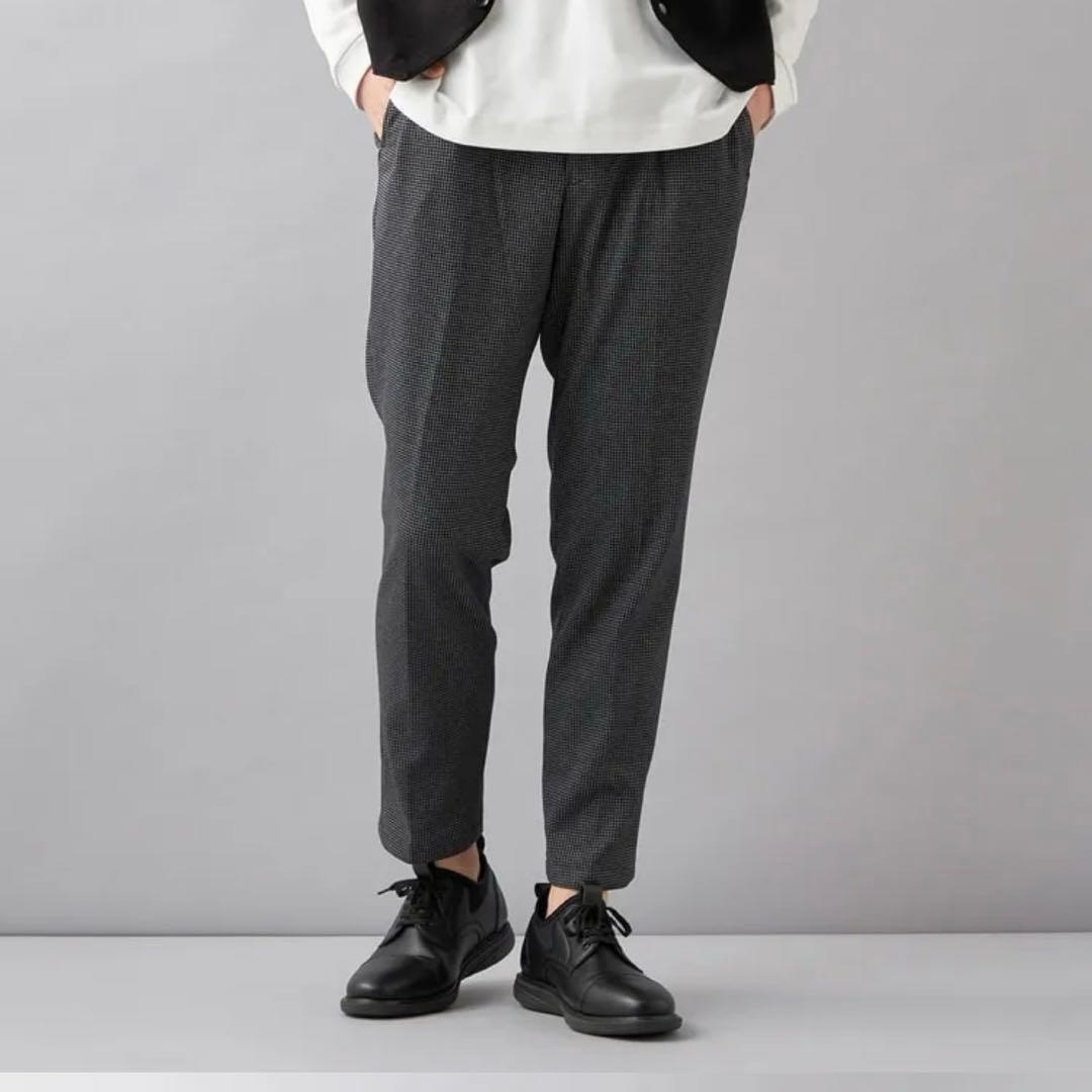 【未使用タグ付】洗える♪パジャマスーツ プリントジャージセット グレー千鳥格子L