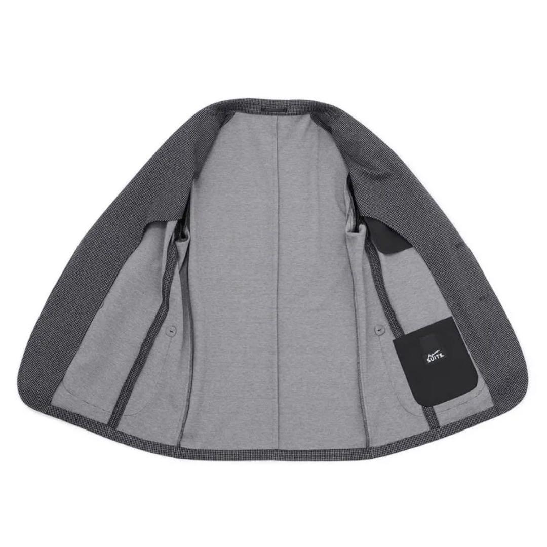 【未使用タグ付】洗える♪パジャマスーツ プリントジャージセット グレー千鳥格子L