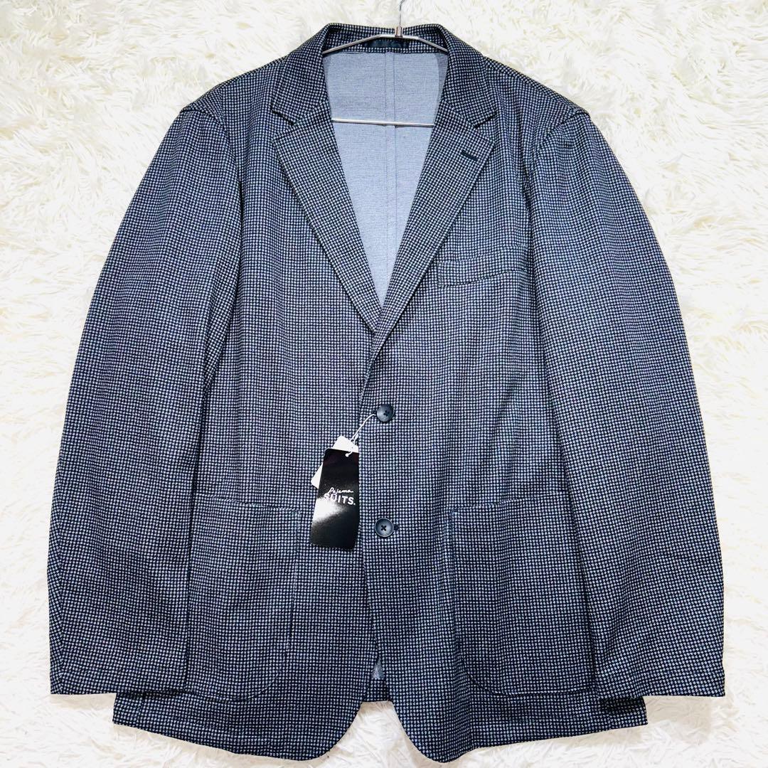 【未使用タグ付】洗える♪パジャマスーツ プリントジャージセット グレー千鳥格子L