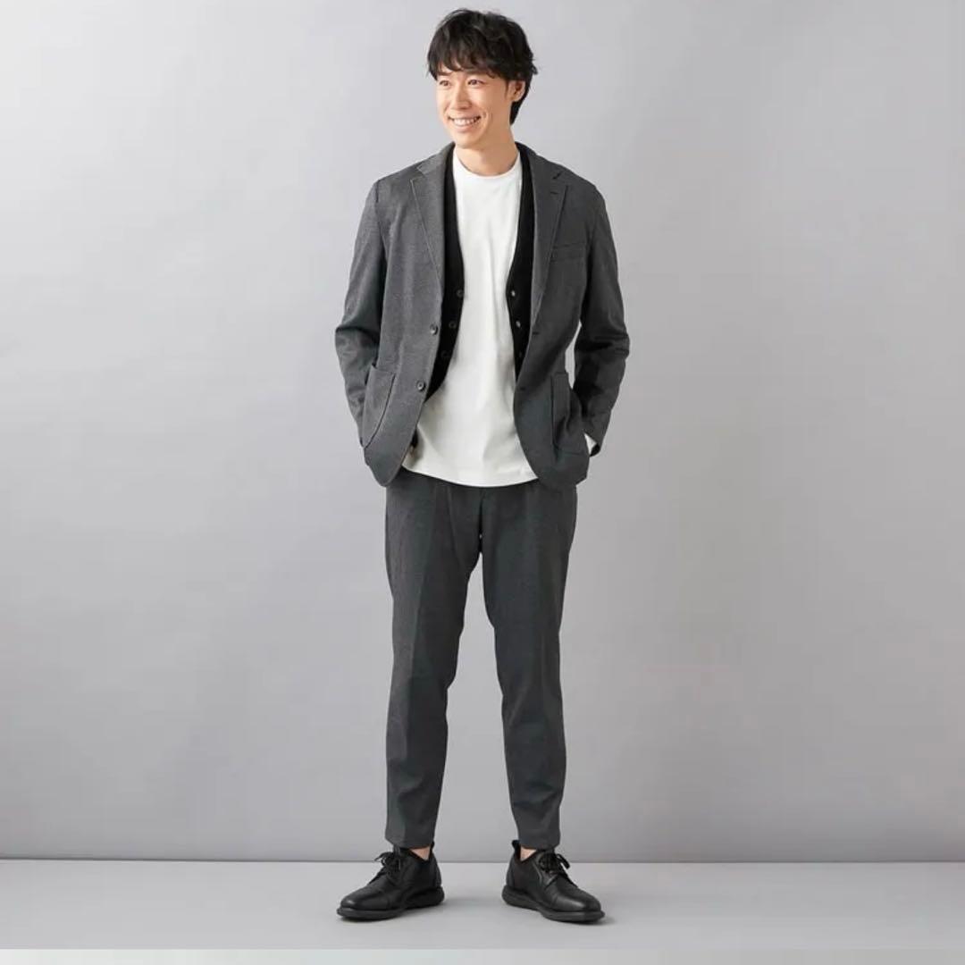 【未使用タグ付】洗える♪パジャマスーツ プリントジャージセット グレー千鳥格子L