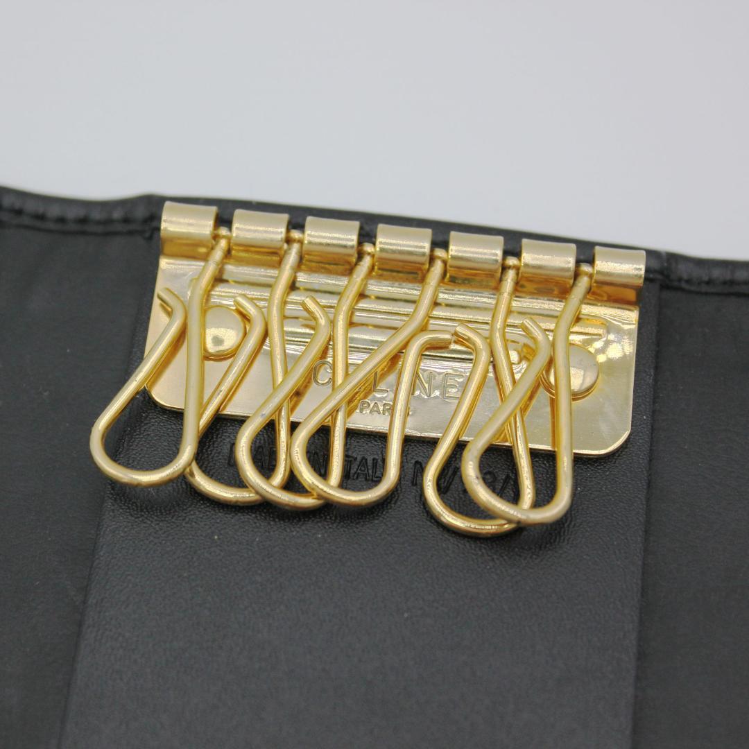 CELINE セリーヌ キーケース ６連 マカダム トリオンフ ブラック レザー