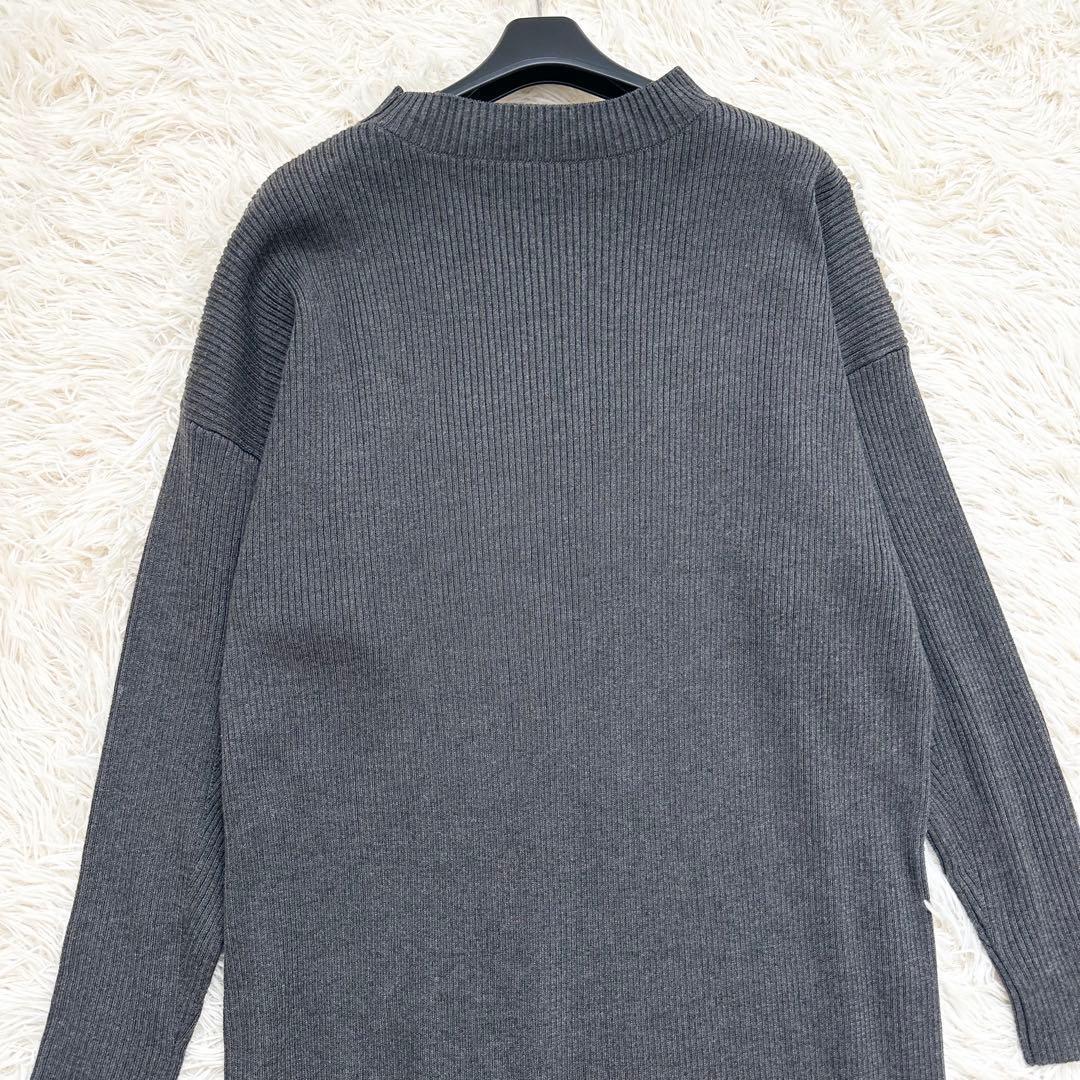 アドーア　近年　リラックスリブニットワンピース　マキシ丈 ダークグレー　M