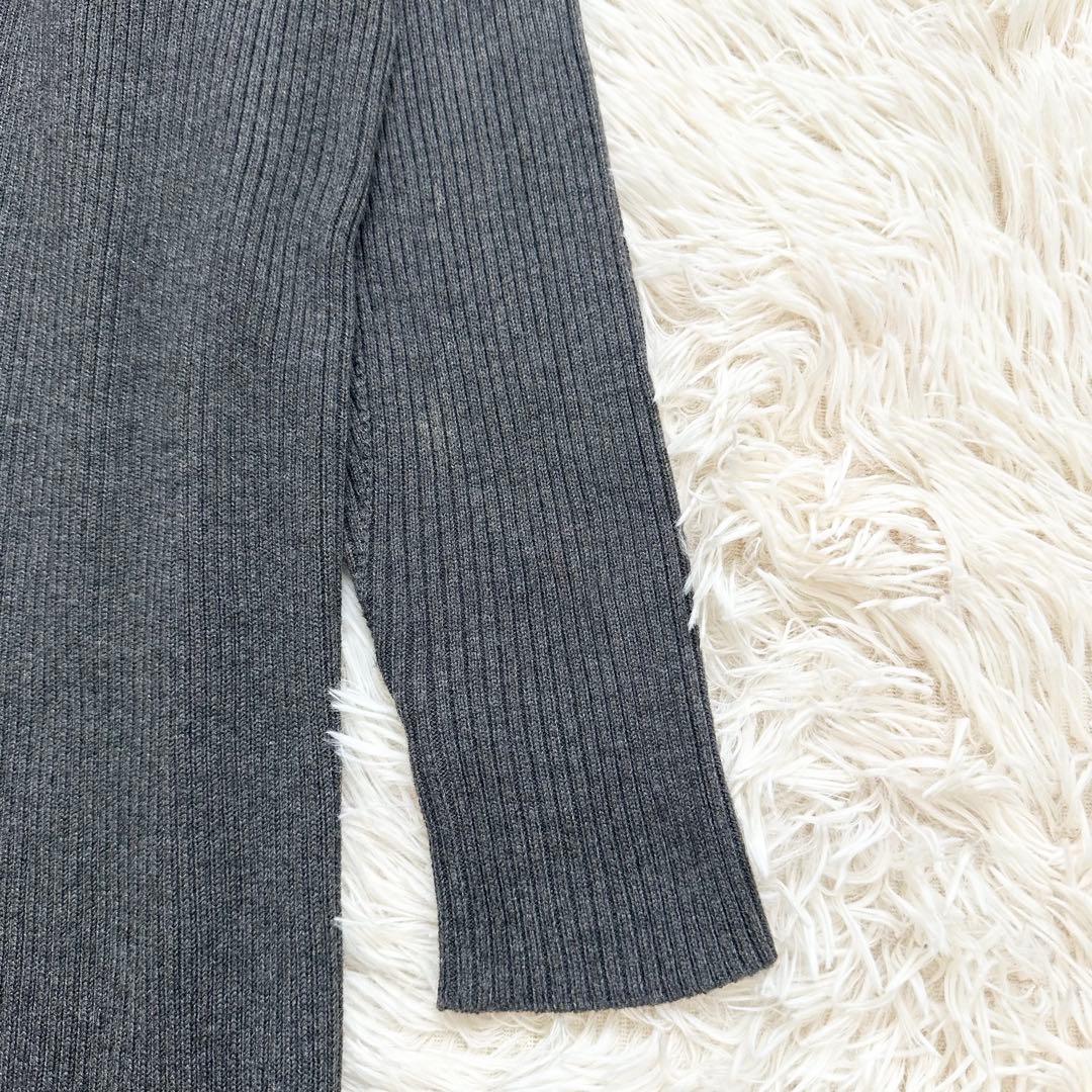 アドーア　近年　リラックスリブニットワンピース　マキシ丈 ダークグレー　M