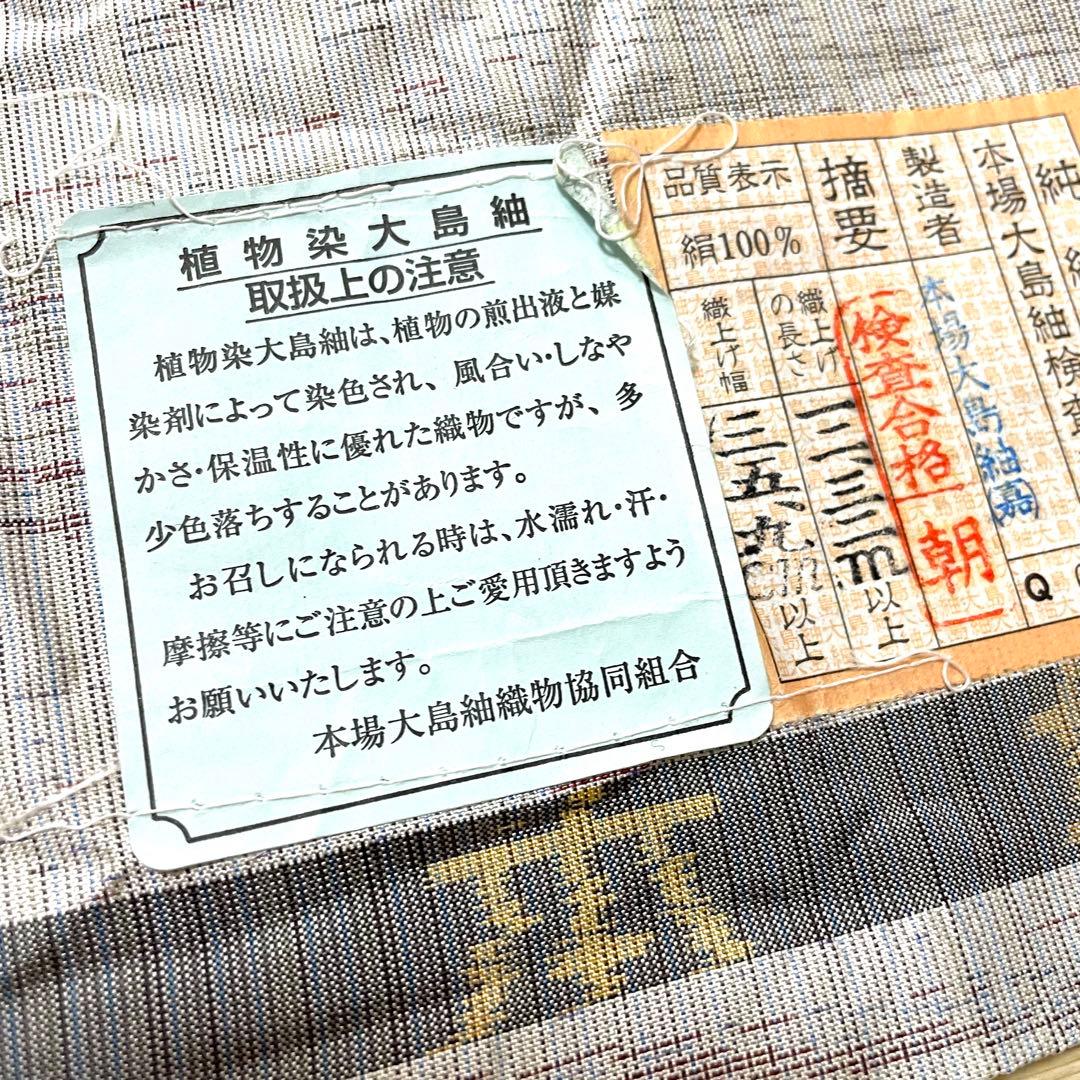 草木染 残糸織 白大島 証紙 身幅広め