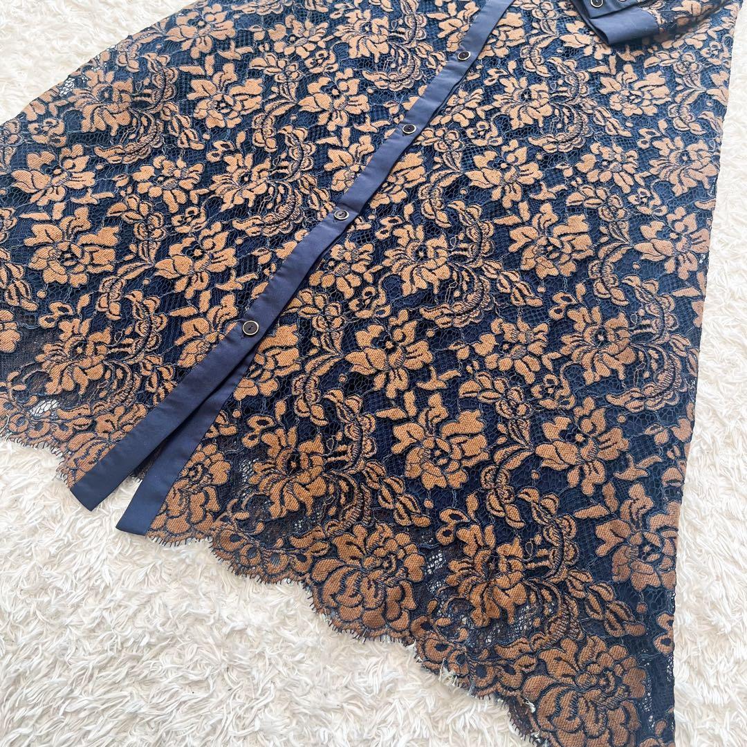 グレースコンチネンタル　ロング刺繍ワンピース ボウタイ リボンタイ