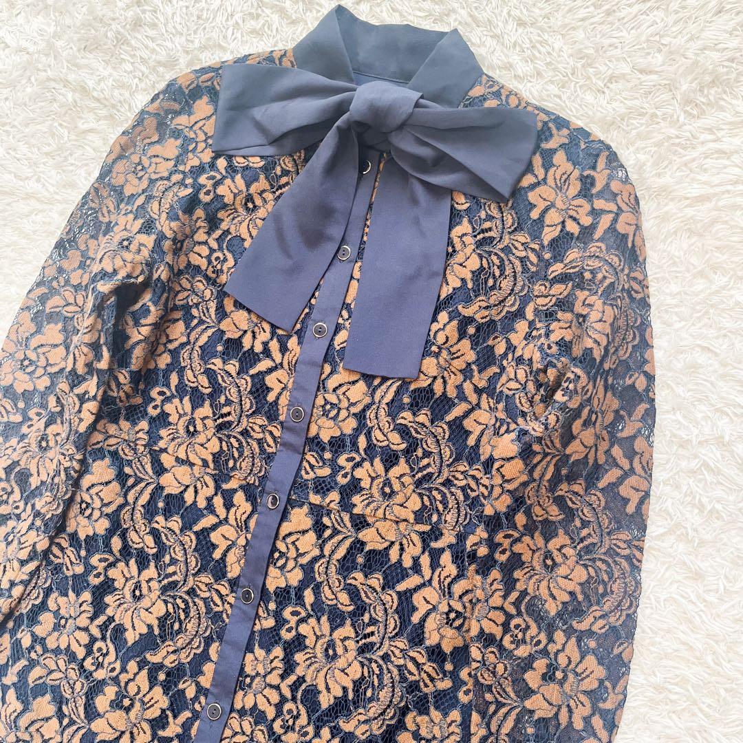 グレースコンチネンタル　ロング刺繍ワンピース ボウタイ リボンタイ