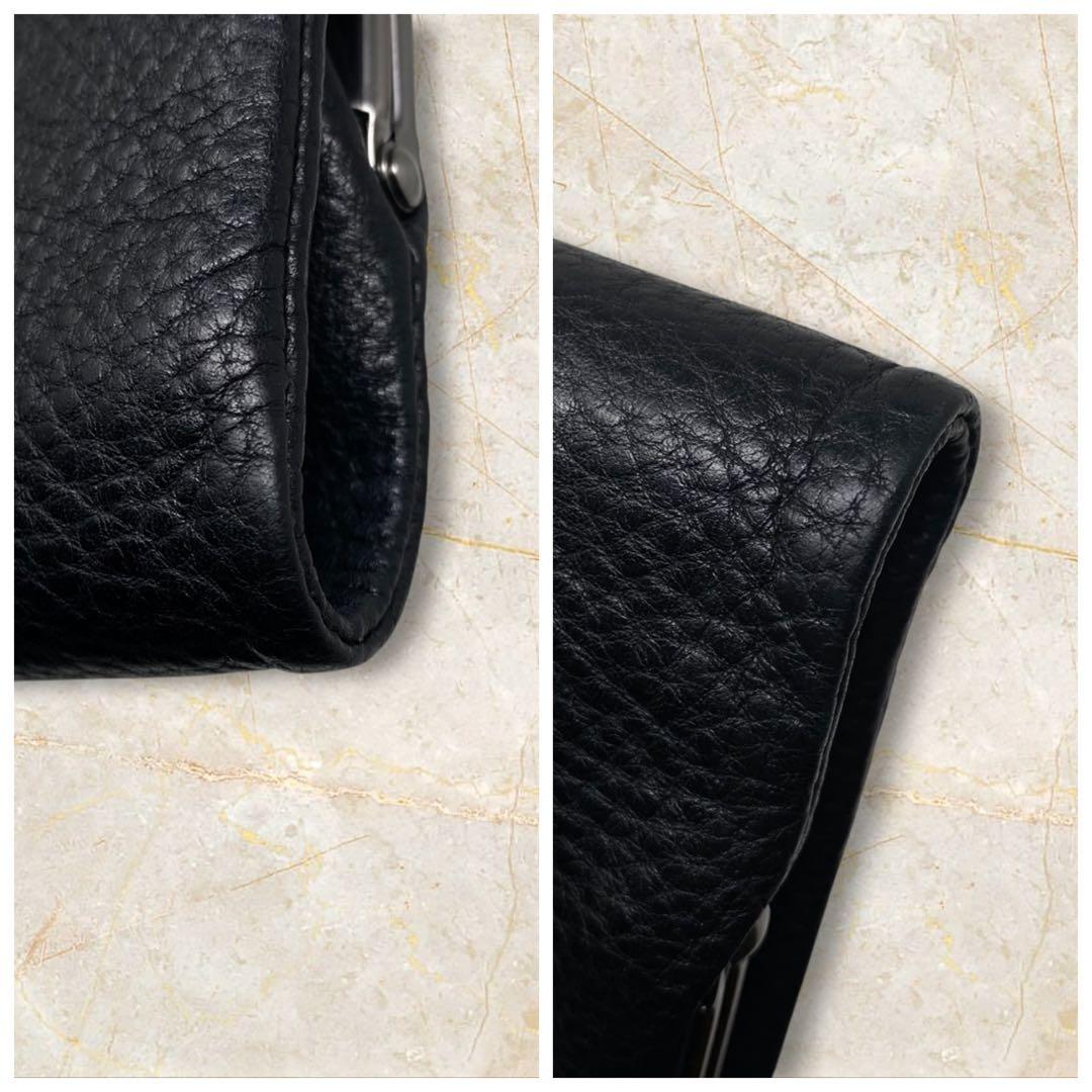 土屋鞄 トーンオイルヌメ がま口ポケット財布 ブラック 財布 がま口 黒