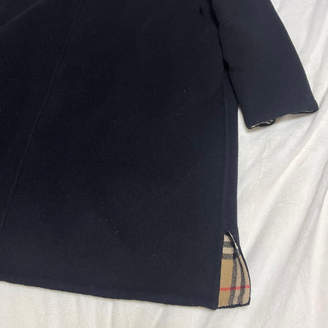 希少✨ バーバリーズ リバーコート カシミヤ混 ノバチェック 9 金ボタン 黒