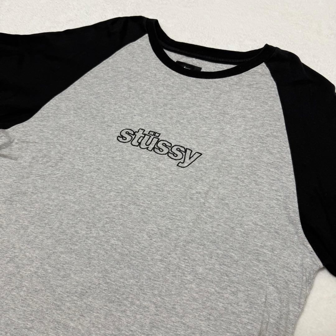 【stüssy】希少80s ラグランスリーブ　長袖カットソー　tシャツ　Lサイズ