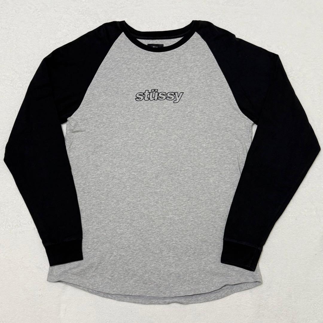 【stüssy】希少80s ラグランスリーブ　長袖カットソー　tシャツ　Lサイズ