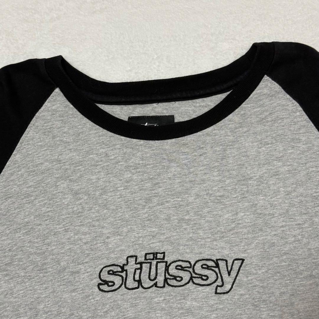 【stüssy】希少80s ラグランスリーブ　長袖カットソー　tシャツ　Lサイズ