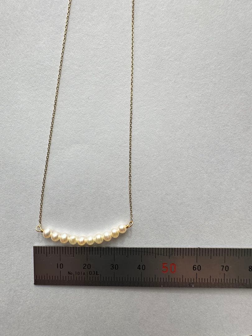 【日本製】K10YG 淡水パール ネックレス 40cm+3cm