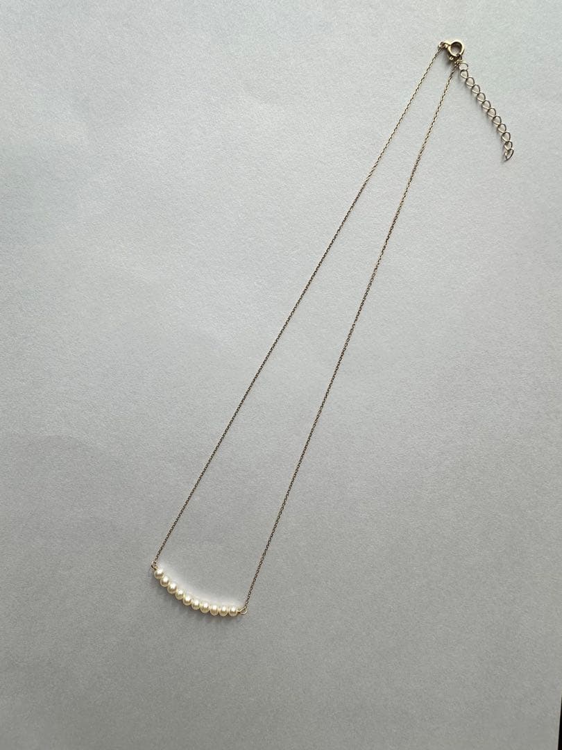 【日本製】K10YG 淡水パール ネックレス 40cm+3cm