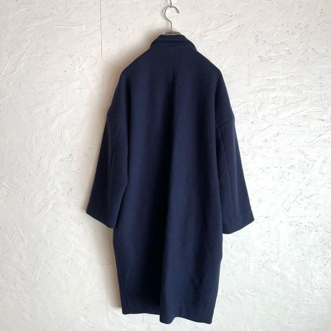 日本製【yori】チェスターコート　ネイビー　ロングコート　F