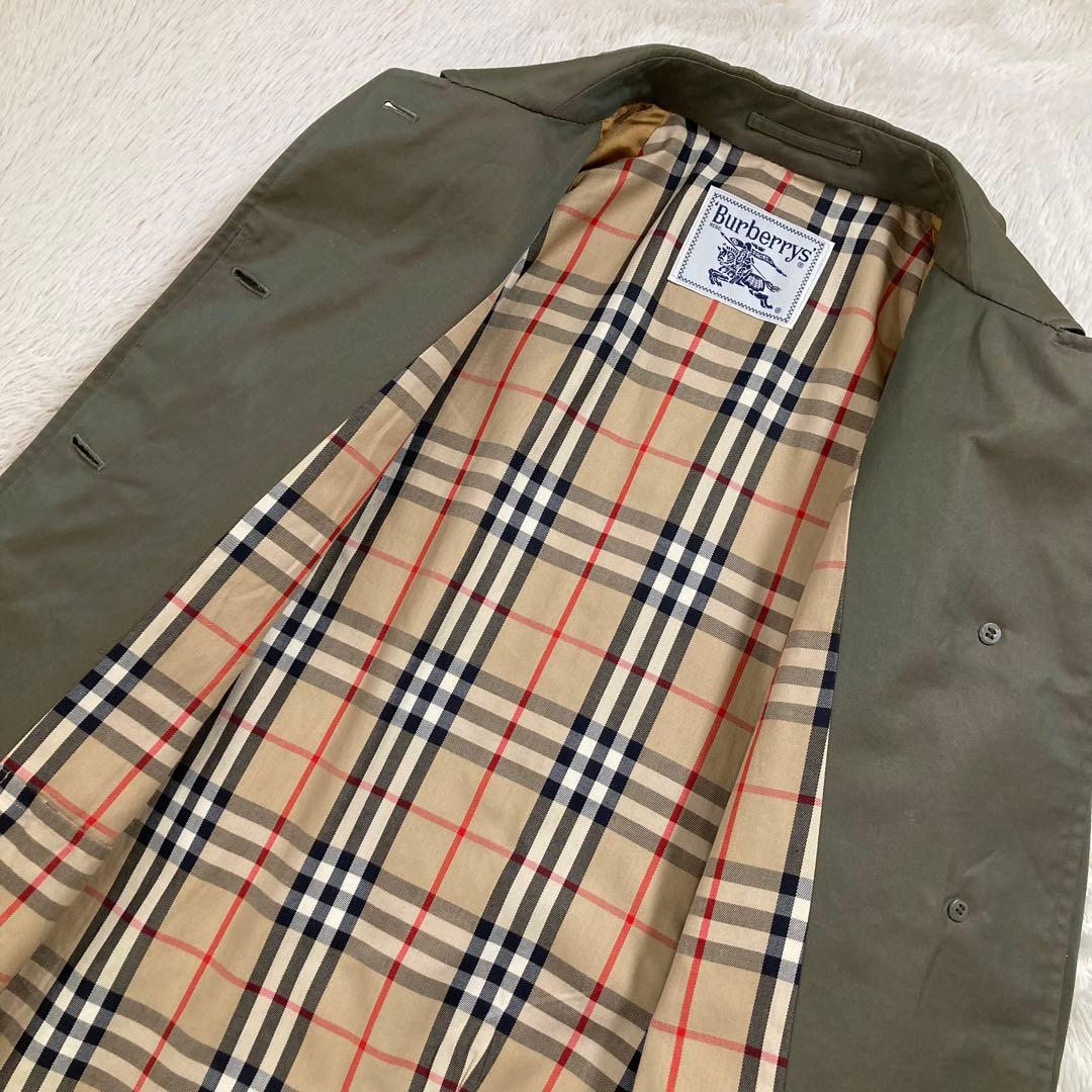 希少 バーバリーズ ステンカラーコート ノバチェック コットン 玉虫色