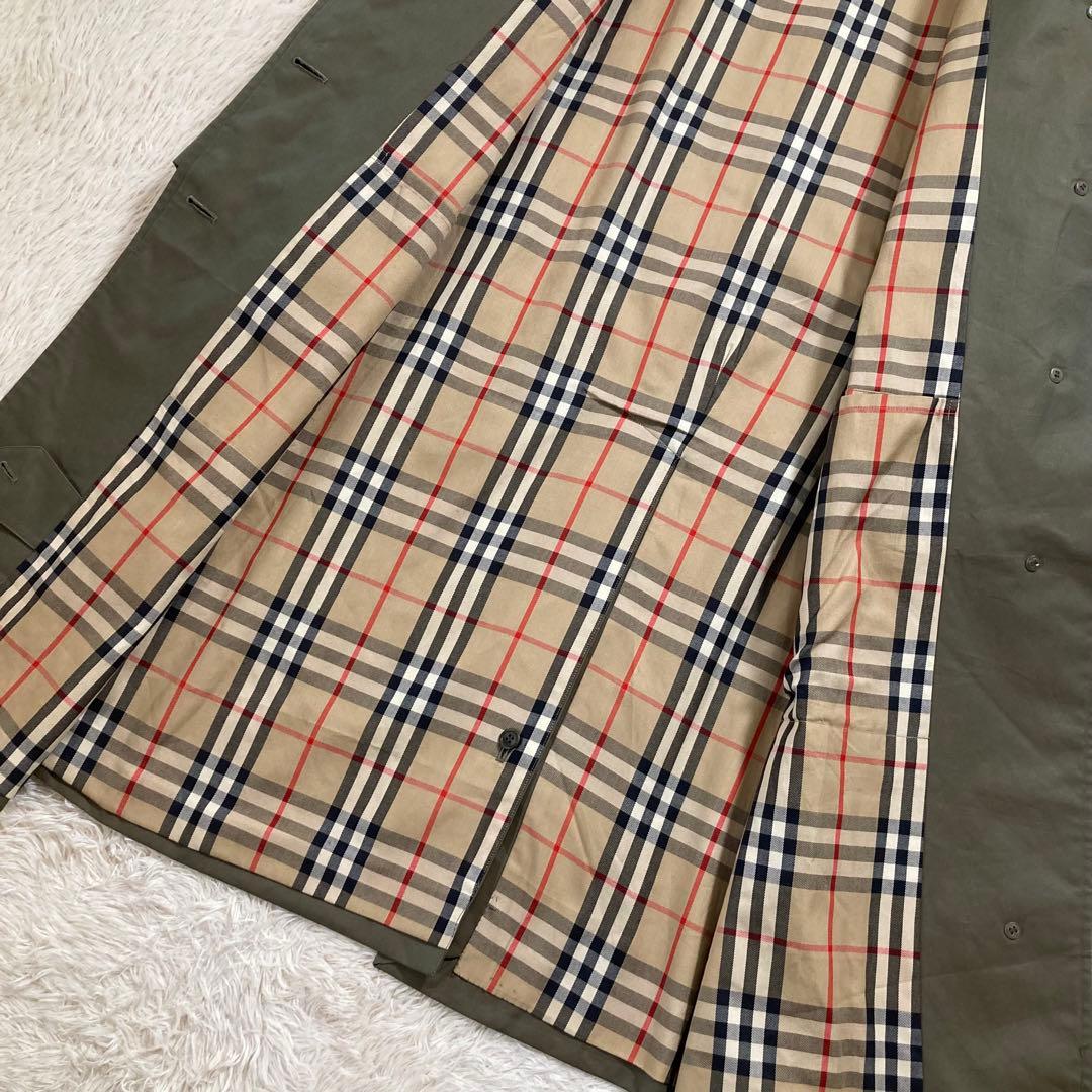希少 バーバリーズ ステンカラーコート ノバチェック コットン 玉虫色