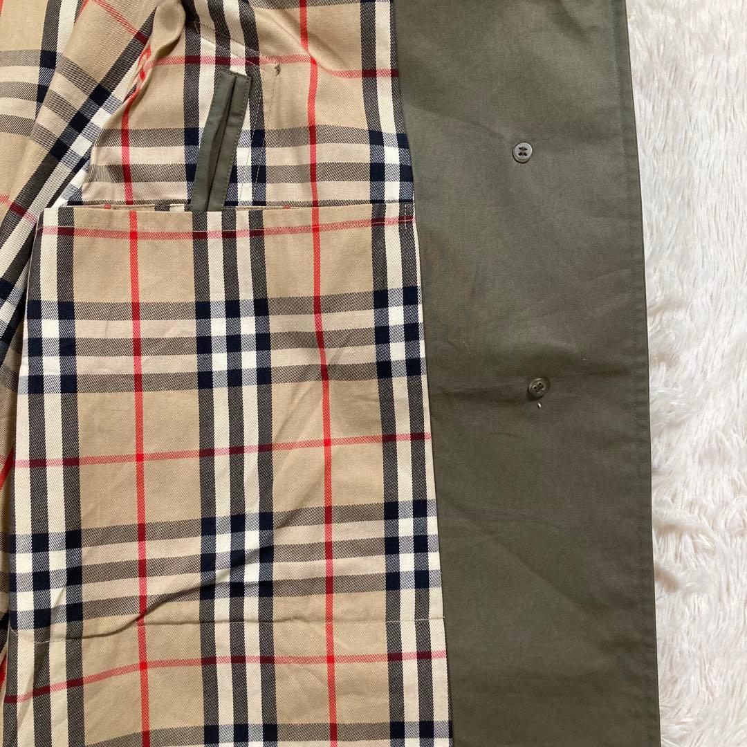 希少 バーバリーズ ステンカラーコート ノバチェック コットン 玉虫色