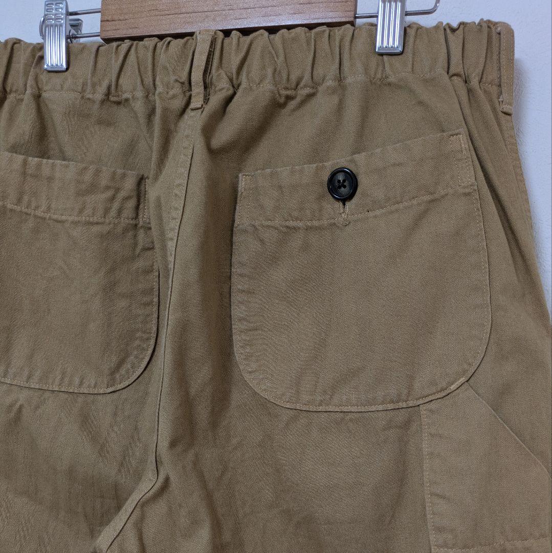 オアスロウ フレンチワークパンツ M ヘリンボーンボタンフライ カーキ日本製