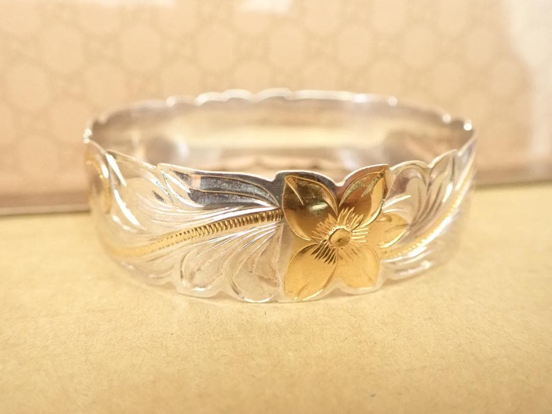 ハワイアンジュエリー SILVER925 ブレスレット プルメイリア彫刻