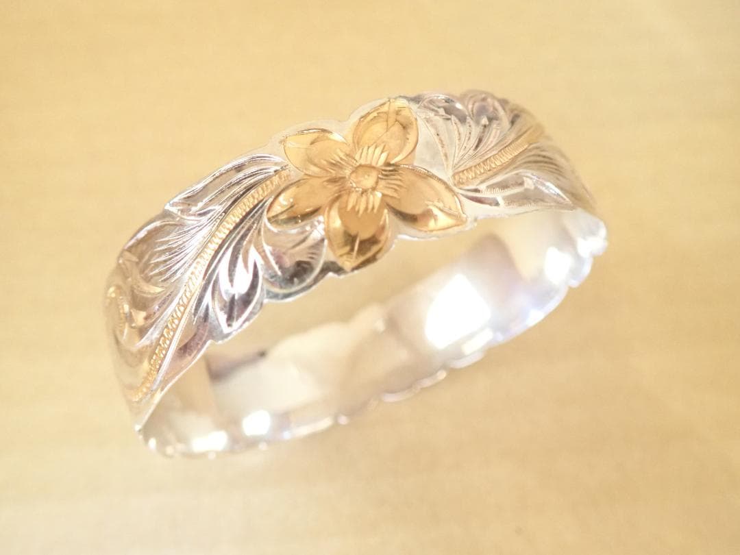 ハワイアンジュエリー SILVER925 ブレスレット プルメイリア彫刻