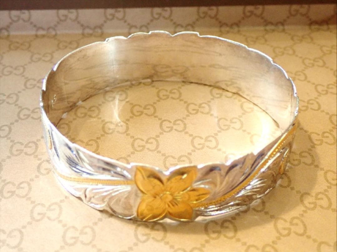 ハワイアンジュエリー SILVER925 ブレスレット プルメイリア彫刻