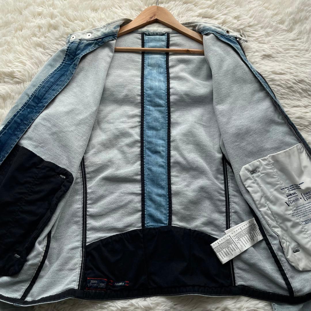 美品✨ディーゼル　デニム　ライダースジャケット　ジョグジーンズ　水色　L相当