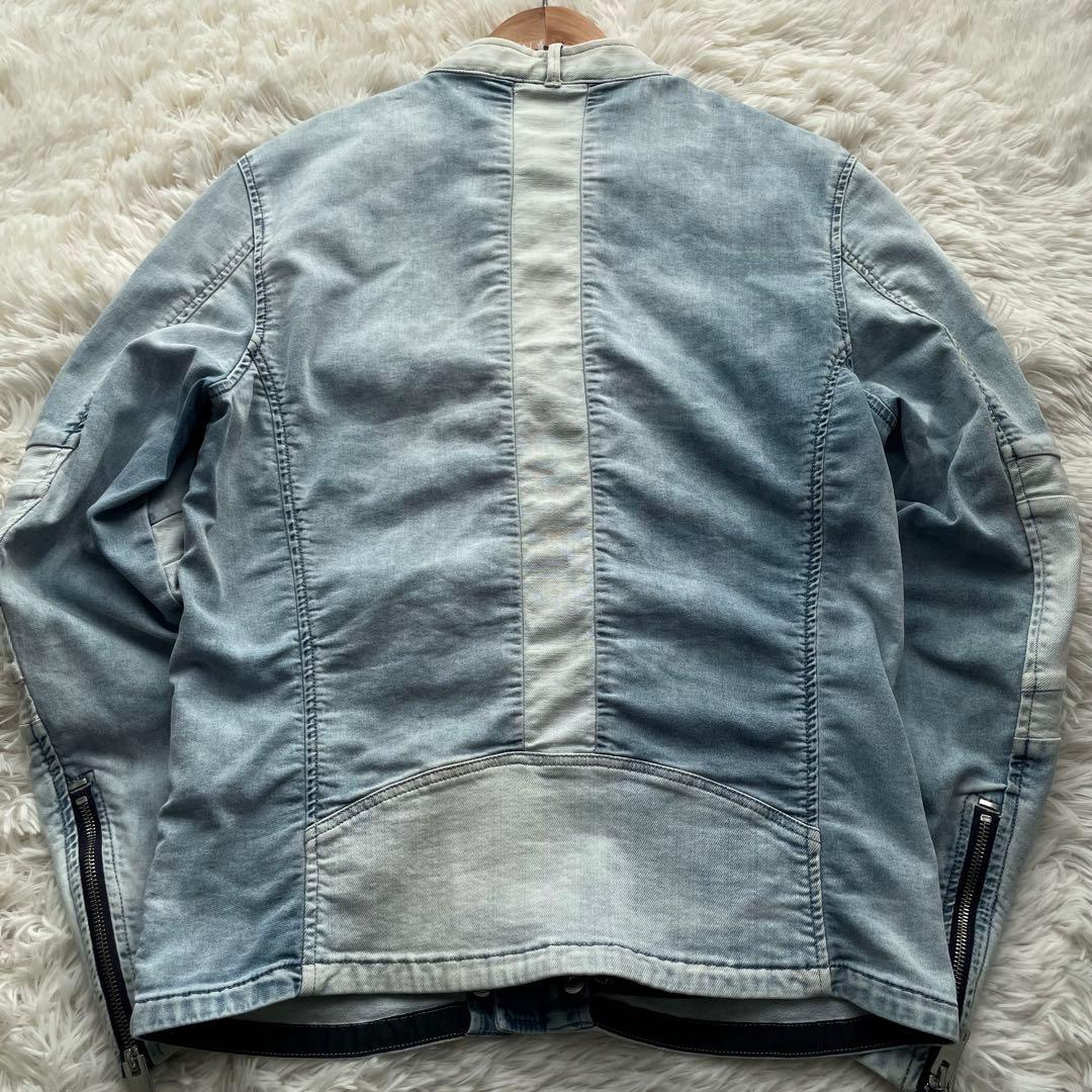 美品✨ディーゼル　デニム　ライダースジャケット　ジョグジーンズ　水色　L相当