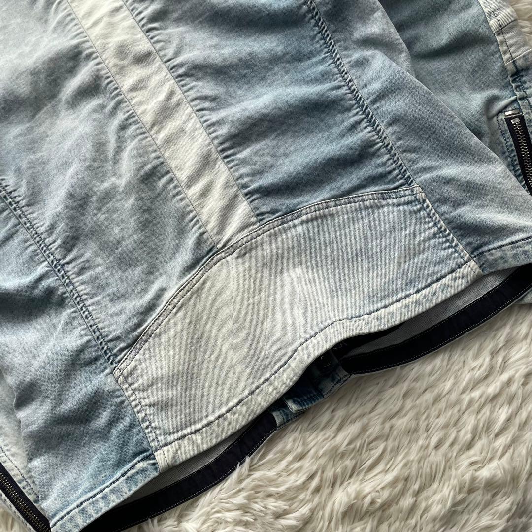 美品✨ディーゼル　デニム　ライダースジャケット　ジョグジーンズ　水色　L相当