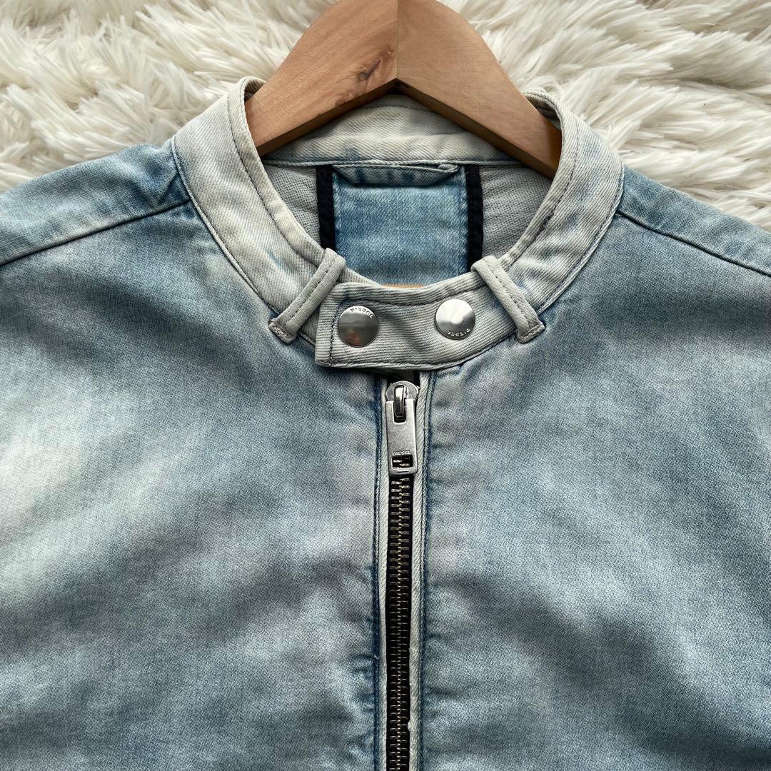 美品✨ディーゼル　デニム　ライダースジャケット　ジョグジーンズ　水色　L相当