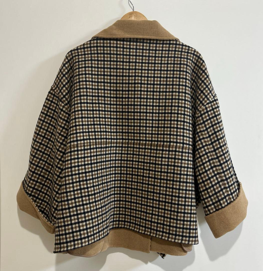 シップスエニー リバー スタンドカラー ポンチョ ショート コート