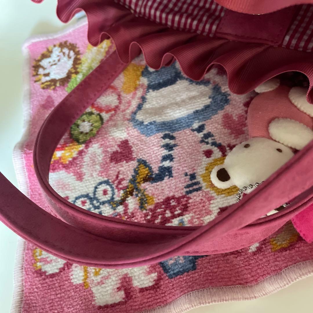 familiar かごバッグ クマチャーム　くまブローチ付き