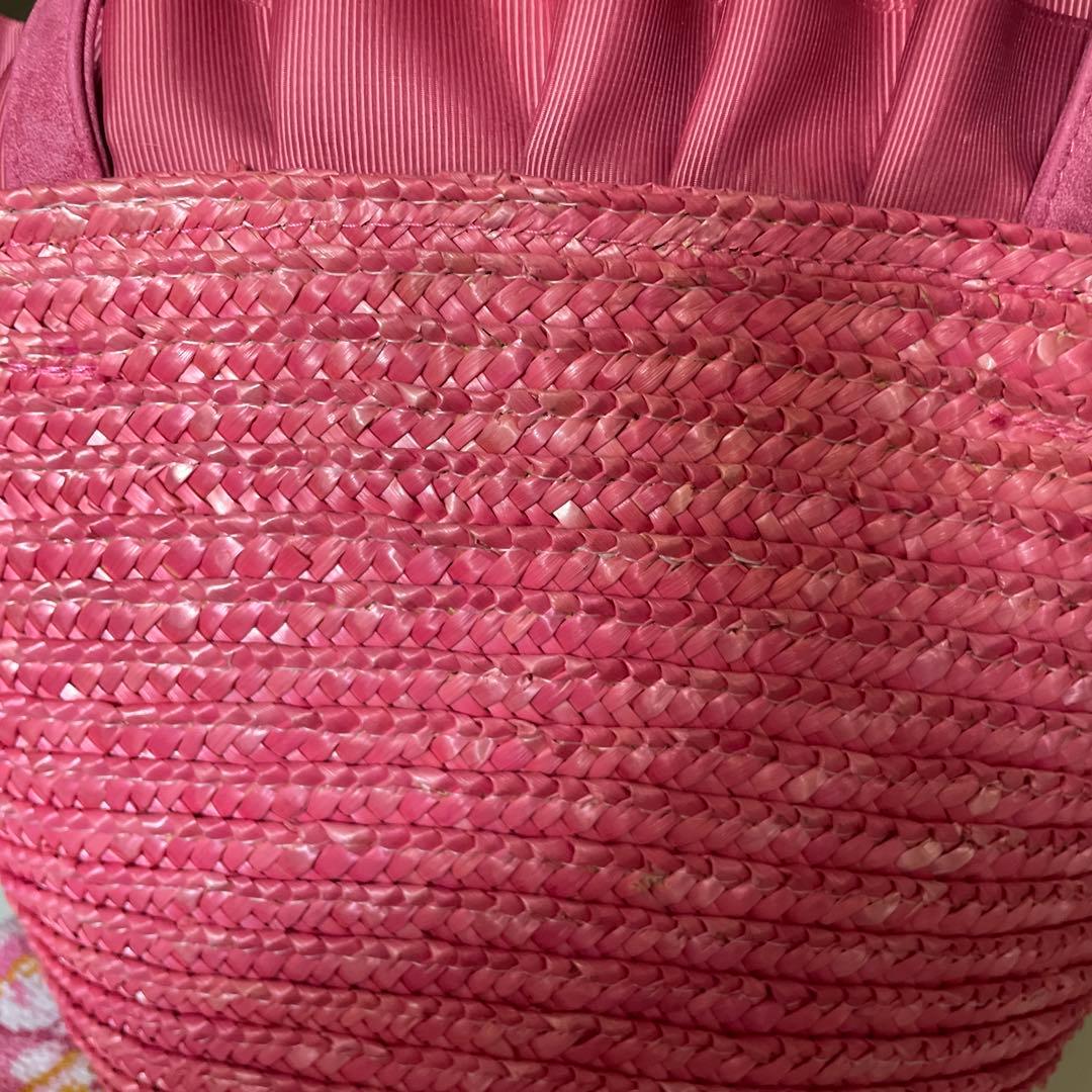 familiar かごバッグ クマチャーム　くまブローチ付き