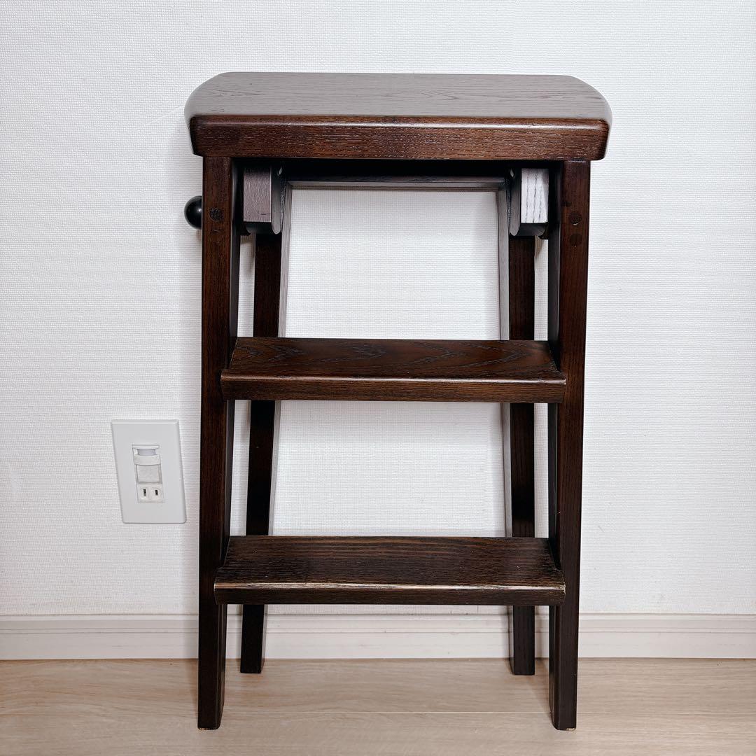 ステップスツール　腰掛けスツールと脚立の2wayスツール　天然木