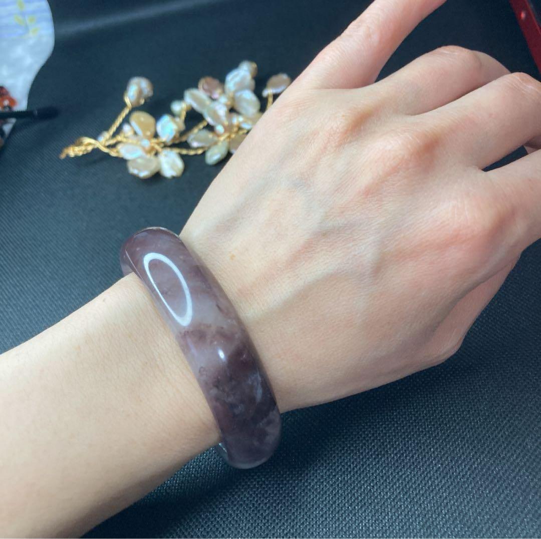 天然和田玉紫バングル