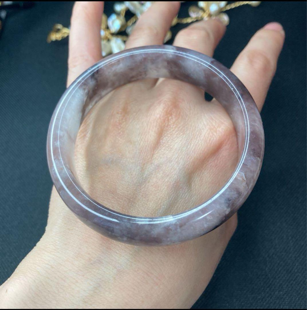 天然和田玉紫バングル