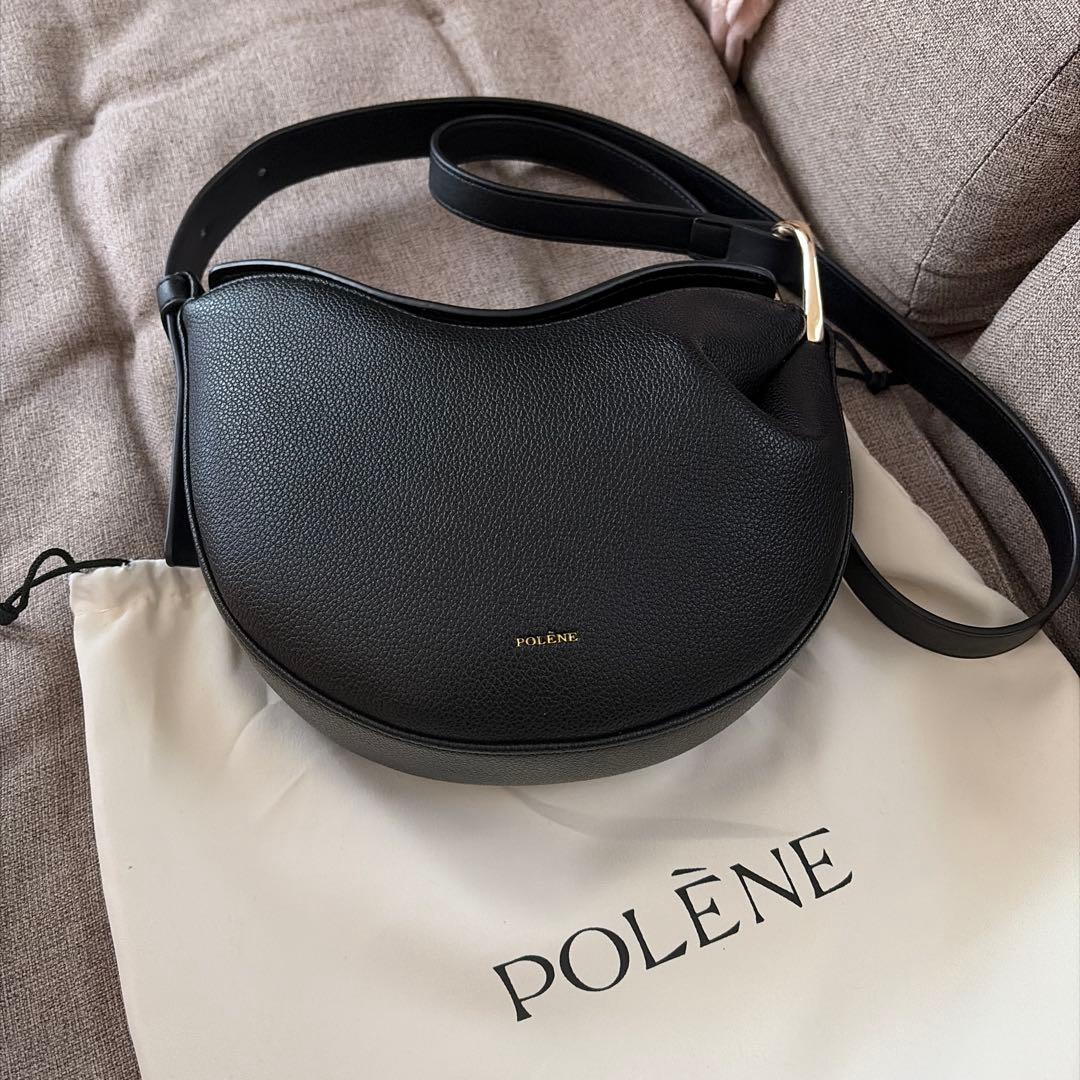 【ポレーヌ 】トンカ ショルダーバッグ レザー ブラック 黒 レディース
