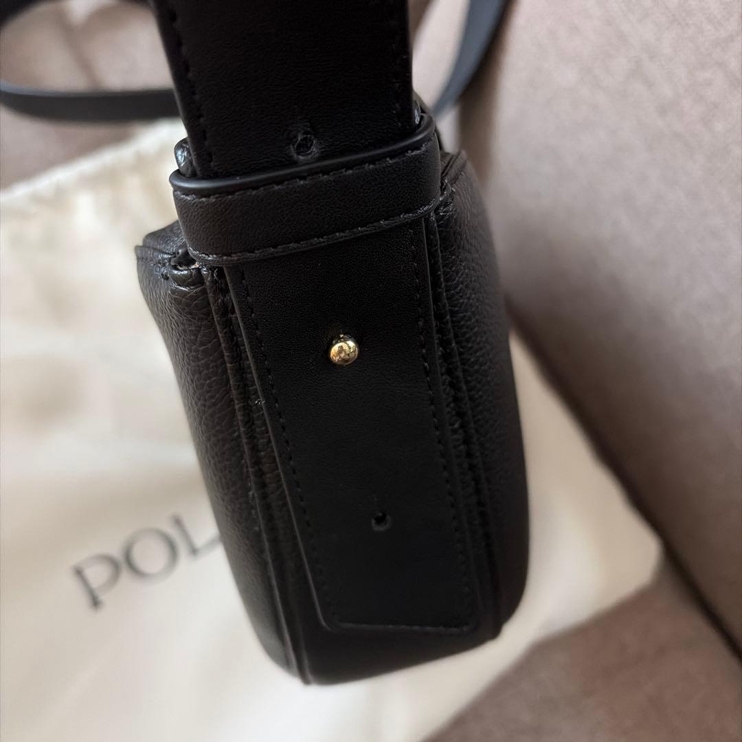 【ポレーヌ 】トンカ ショルダーバッグ レザー ブラック 黒 レディース