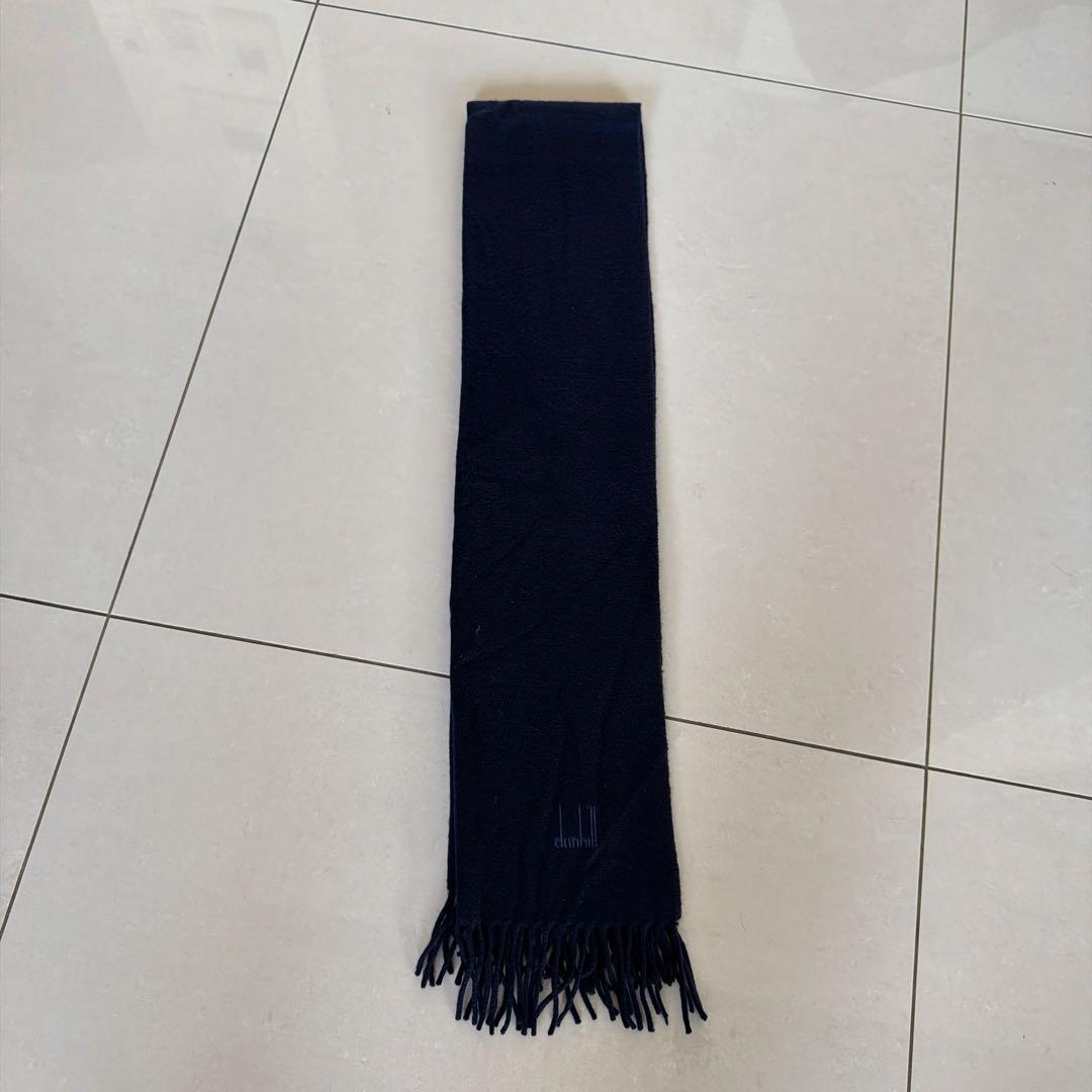 dunhill ネイビー マフラー 100%カシミヤ