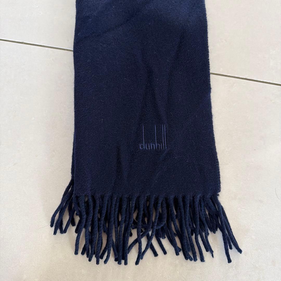 dunhill ネイビー マフラー 100%カシミヤ
