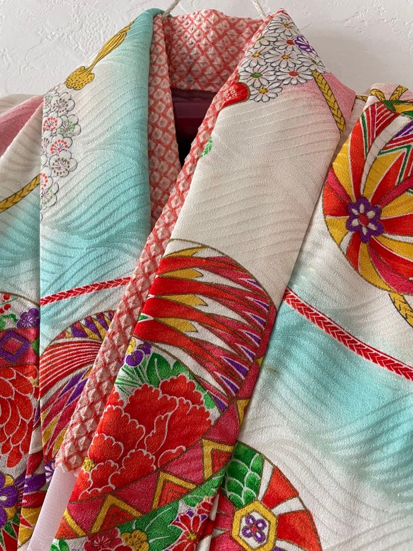 七五三　7歳　正絹　お着物セット　こっぽり下駄