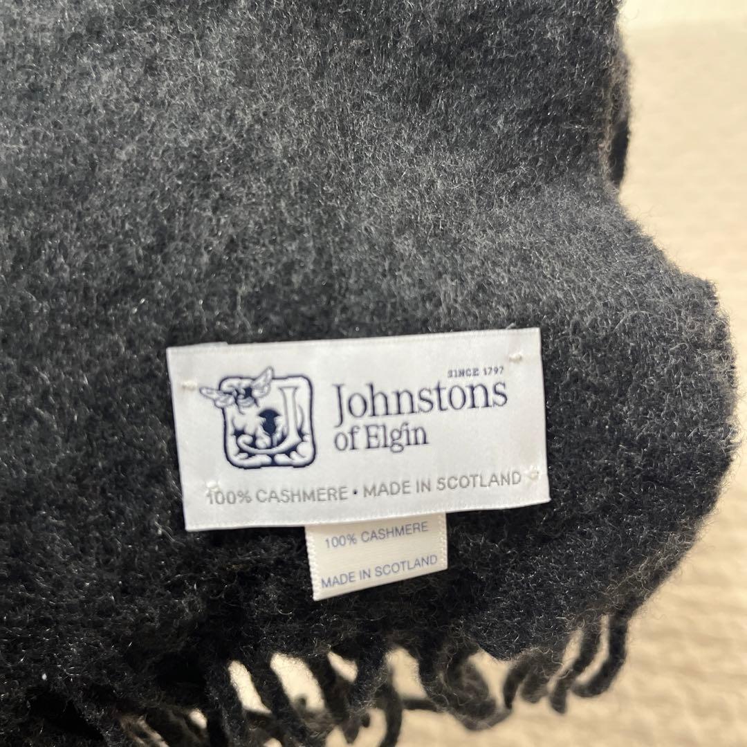 Johnstons of Elgin 100%カシミヤ マフラー ダークグレー