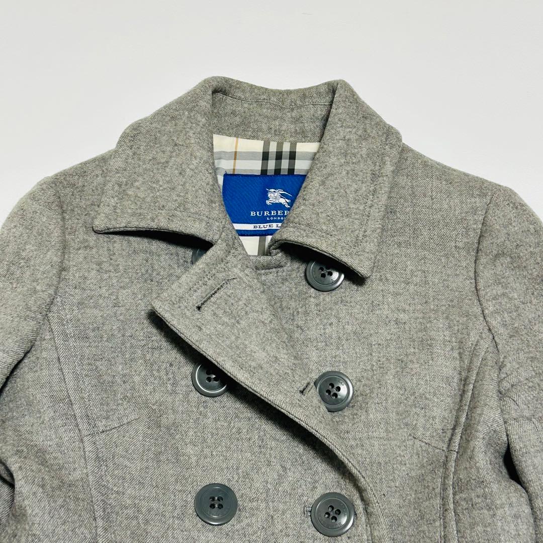 バーバリーブルーレーベル ウールコート グレー ノバチェック 40