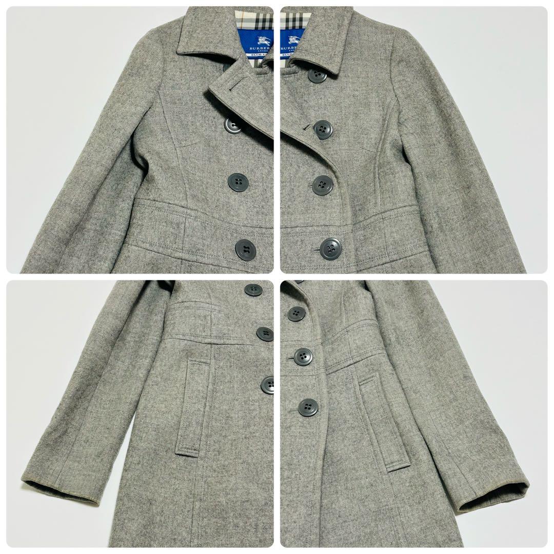 バーバリーブルーレーベル ウールコート グレー ノバチェック 40