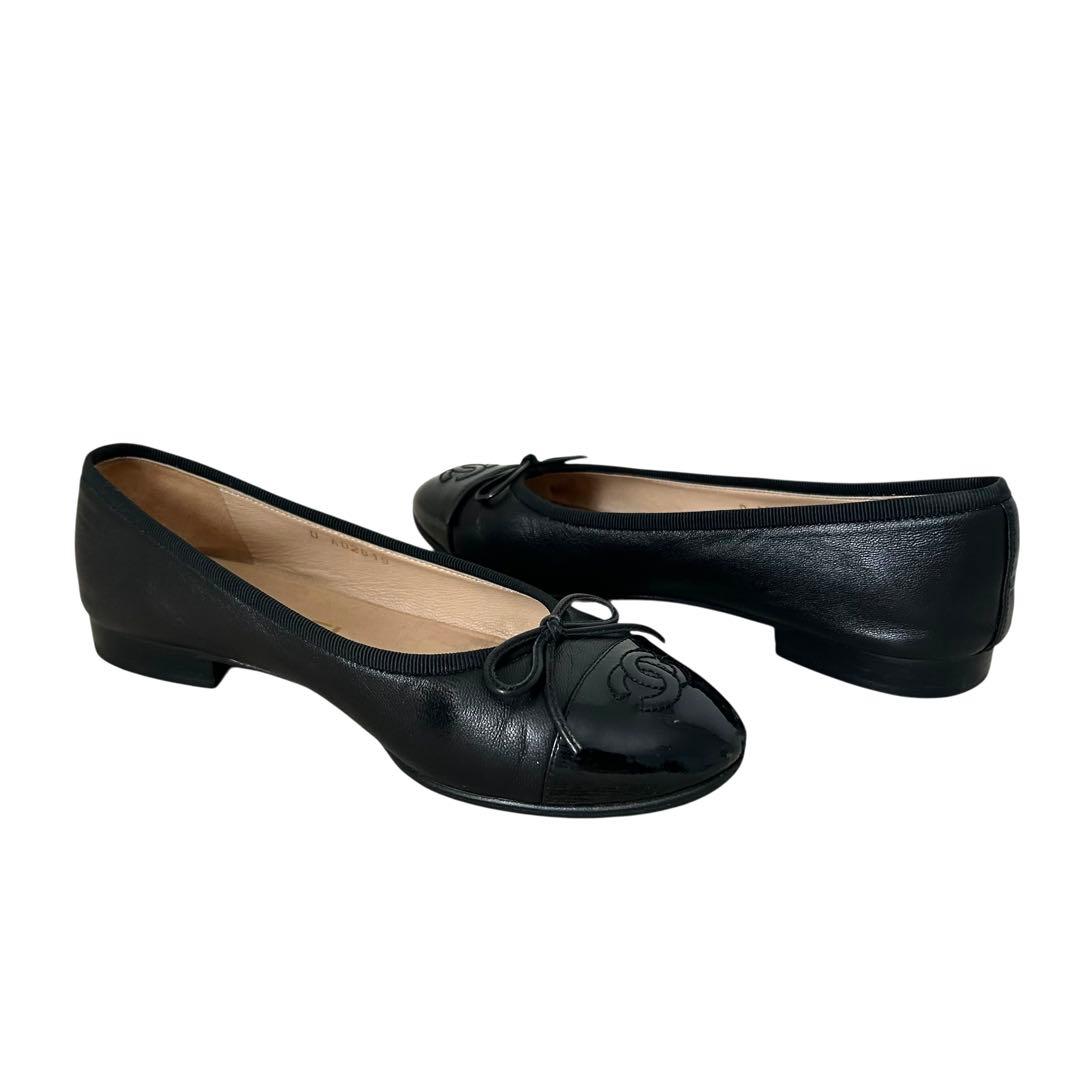 CHANEL シャネル フラットシューズ ココマーク 黒 23.5cm 36.5