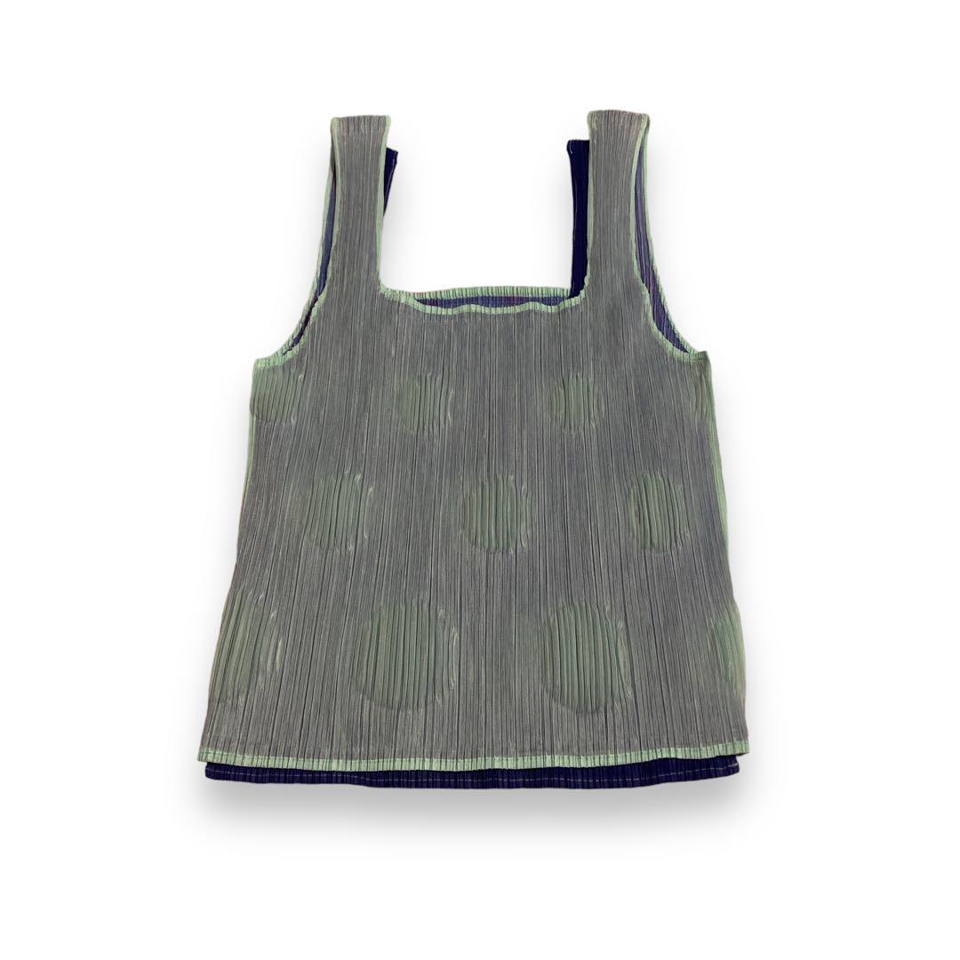 PLSEATS PLEASE レイヤードタンクトップ　水玉ノースリーブカットソー