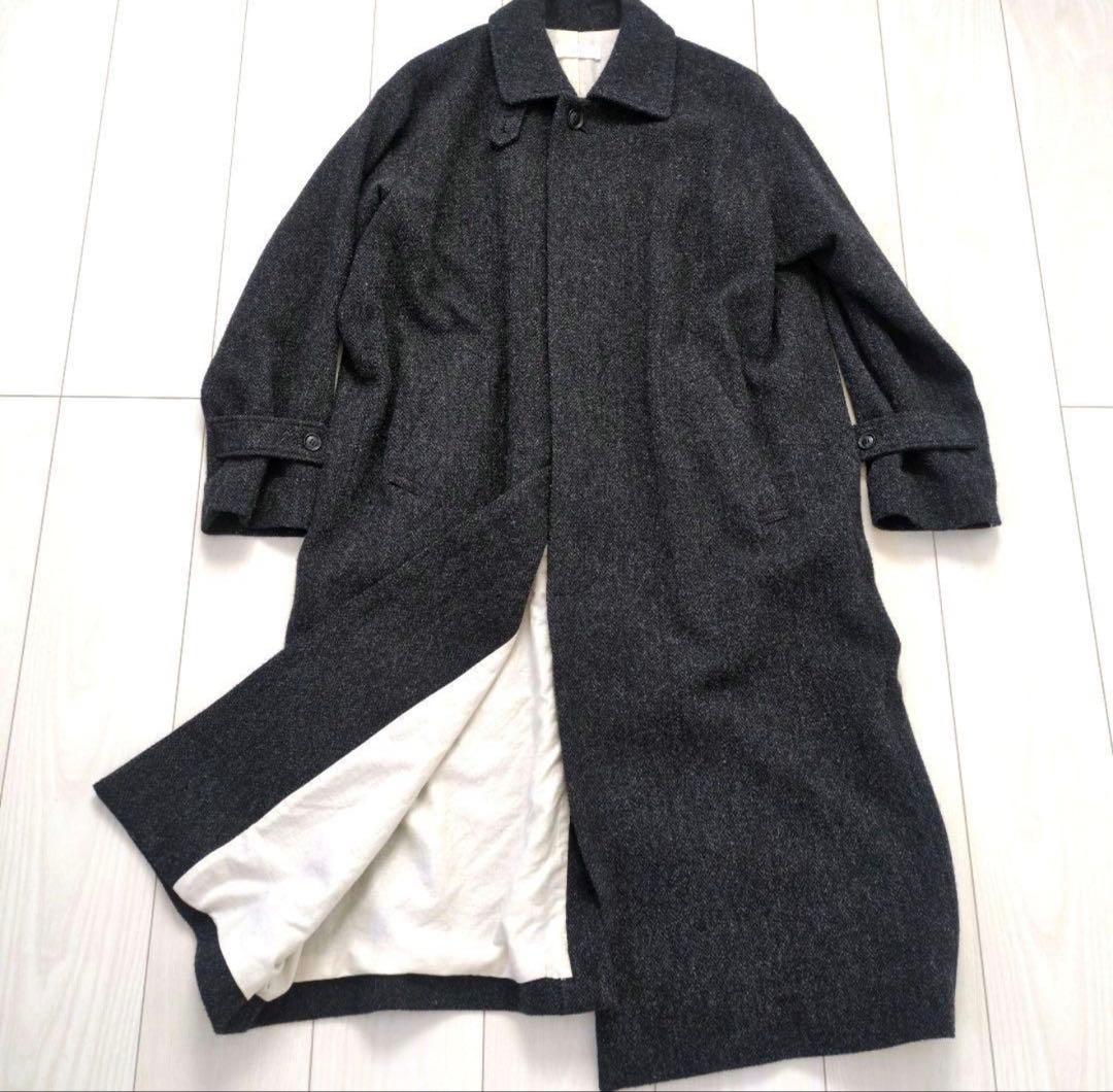 かぐれkagure／ウールヘリンボーンバルマカンコート＊ダークグレー