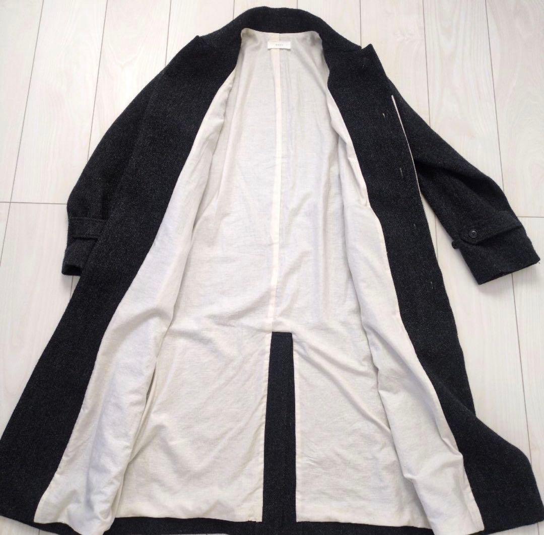 かぐれkagure／ウールヘリンボーンバルマカンコート＊ダークグレー