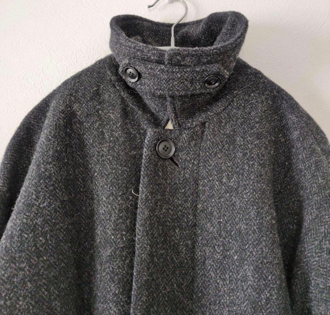 かぐれkagure／ウールヘリンボーンバルマカンコート＊ダークグレー