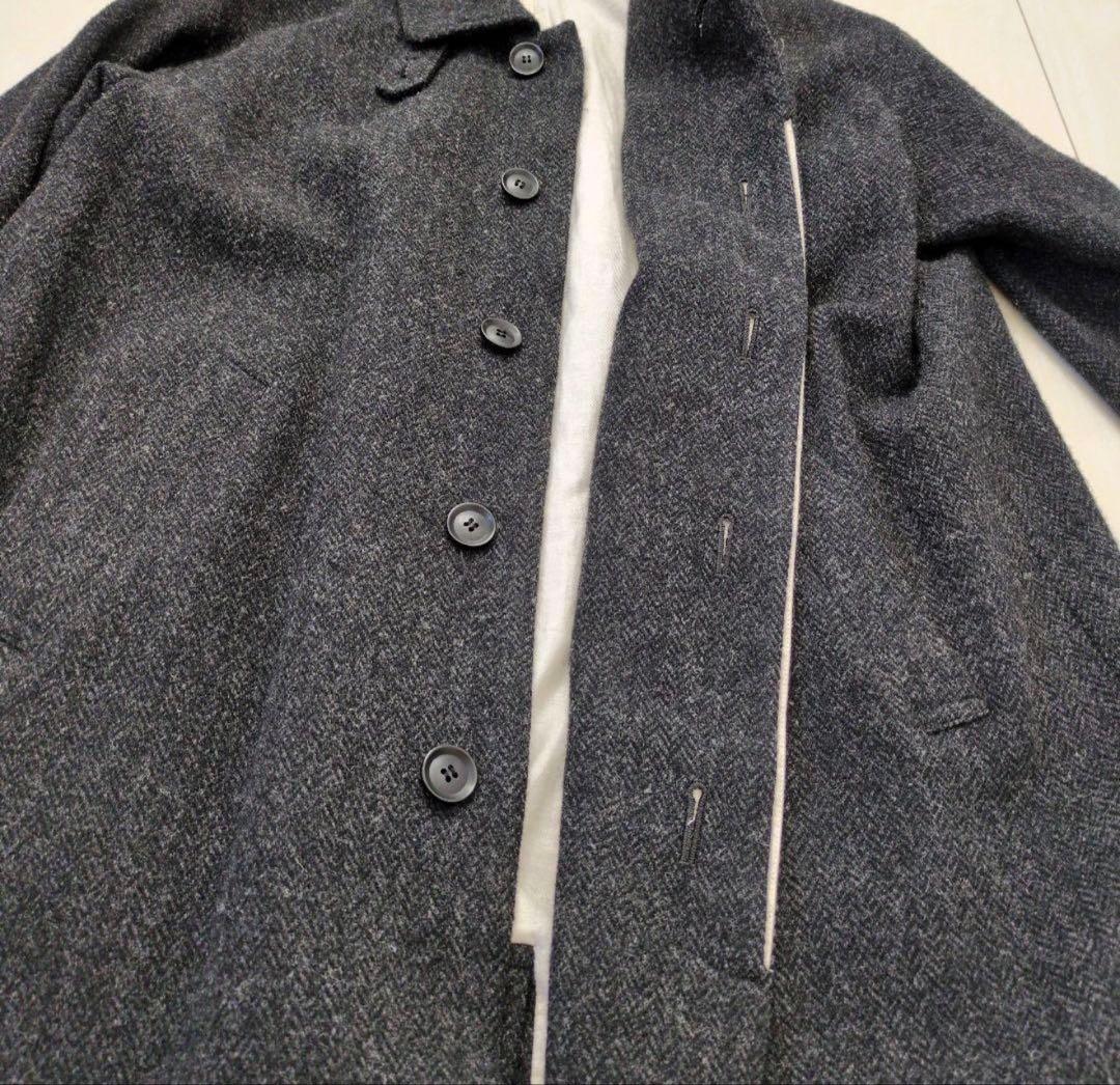 かぐれkagure／ウールヘリンボーンバルマカンコート＊ダークグレー