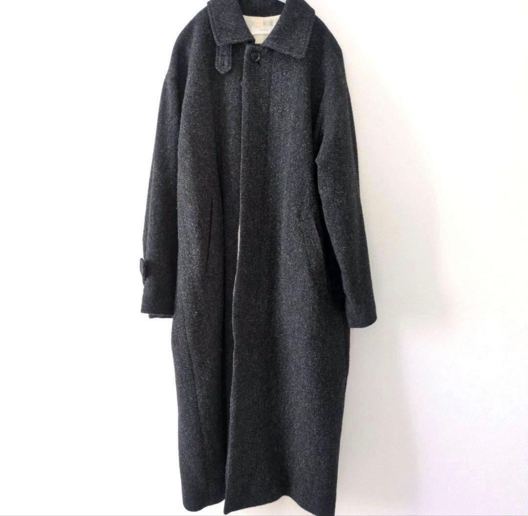 かぐれkagure／ウールヘリンボーンバルマカンコート＊ダークグレー